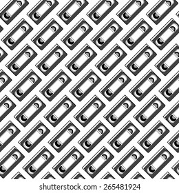Black and white color diagonal video tape seamless pattern background vector.