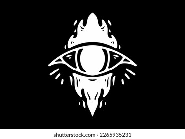 Black and white color of eyes and flames tattoo design