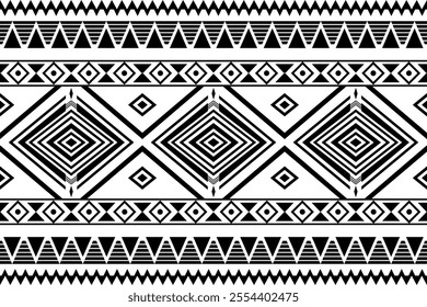 Black and White color Geometric ethnic oriental pattern traditional Design.