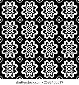 Black and White color Geometric ethnic oriental pattern traditional Design.
