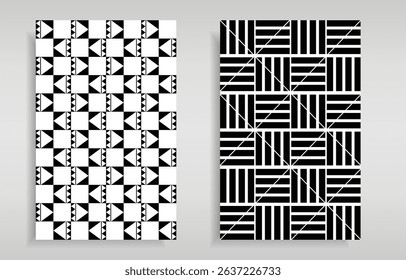 black and white color geometric pattern set.vector pattern design.