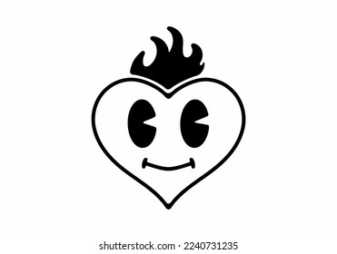 Black and white color of heart tattoo design