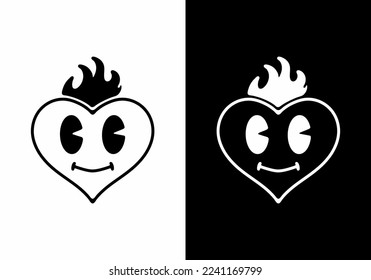 Black and white color of heart tattoo design