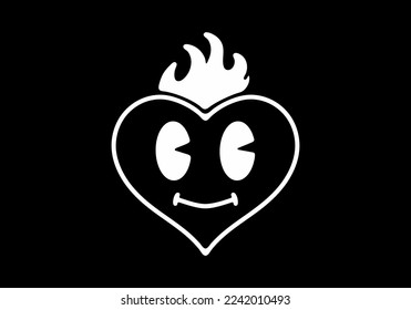 Black and white color of heart tattoo design