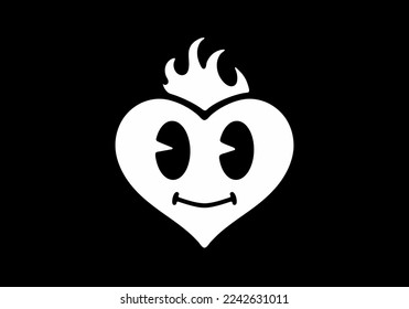 Black and white color of heart tattoo design