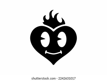 Black and white color of heart tattoo design