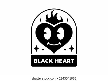 Black and white color of heart tattoo design