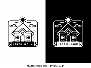 Black and white color of house badge illustration design