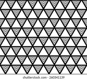 Black and white color lattice triangle seamless pattern background vector.