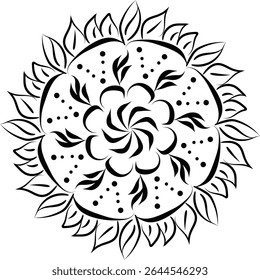 Black and white color Mandala Shape. Circular pattern in form of mandala, tattoo, decoration. Decorative ornament in ethnic oriental style. Collection of geometrical mandalas. Coloring book page.