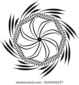 Black and white color Mandala Shape. Circular pattern in form of mandala, tattoo, decoration. Decorative ornament in ethnic oriental style. Collection of geometrical mandalas. Coloring book page.