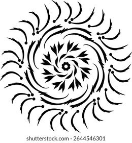 Black and white color Mandala Shape. Circular pattern in form of mandala, tattoo, decoration. Decorative ornament in ethnic oriental style. Collection of geometrical mandalas. Coloring book page.