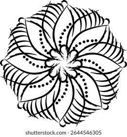 Black and white color Mandala Shape. Circular pattern in form of mandala, tattoo, decoration. Decorative ornament in ethnic oriental style. Collection of geometrical mandalas. Coloring book page.