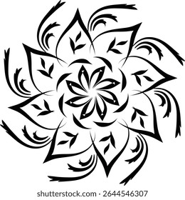 Black and white color Mandala Shape. Circular pattern in form of mandala, tattoo, decoration. Decorative ornament in ethnic oriental style. Collection of geometrical mandalas. Coloring book page.