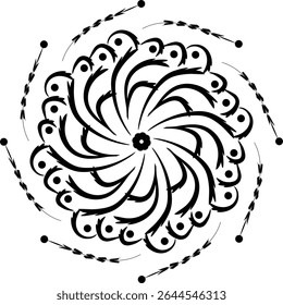 Black and white color Mandala Shape. Circular pattern in form of mandala, tattoo, decoration. Decorative ornament in ethnic oriental style. Collection of geometrical mandalas. Coloring book page.