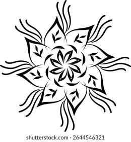 Black and white color Mandala Shape. Circular pattern in form of mandala, tattoo, decoration. Decorative ornament in ethnic oriental style. Collection of geometrical mandalas. Coloring book page.