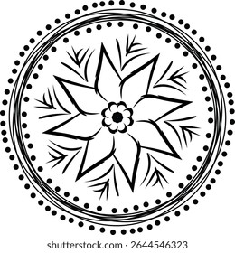 Black and white color Mandala Shape. Circular pattern in form of mandala, tattoo, decoration. Decorative ornament in ethnic oriental style. Collection of geometrical mandalas. Coloring book page.