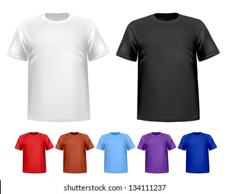Black and white and color men polo shirts. Design template. Vector illustration