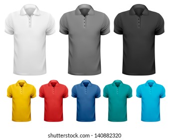 Black and white and color men t-shirts. Design template. Vector - Shutterstock ID 140882320