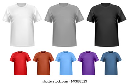 Black and white and color men t-shirts. Design template. Vector