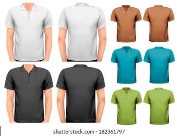 Black and white and color men t-shirts. Design template. Vector 