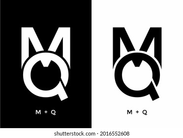Schwarz-Weiß-Farbe des MQ-Anfangsbuchstabendesigns