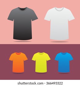 Black and white and color polo shirts. Design template. Vector illustration