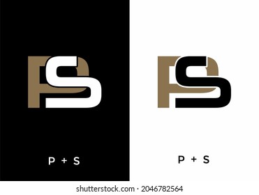 Color blanco y negro del diseño de la letra inicial de PS