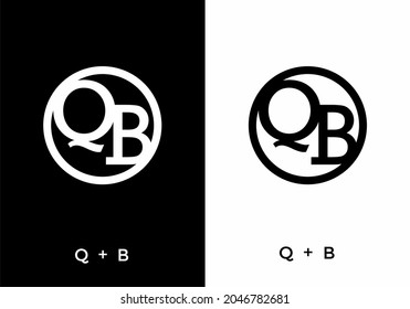 Black and white color of QB initial letter design