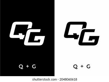 Black and white color of QG initial letter design