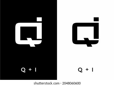 Black and white color of QI initial letter design