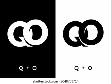 Black and white color of QO initial letter design
