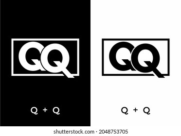 Black and white color of QQ initial letter design