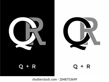 Schwarz-Weiß-Farbe des QR-Anfangsbuchstabendesigns