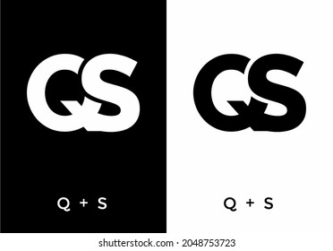 Black and white color of QS initial letter design