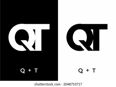 Black and white color of QT initial letter design