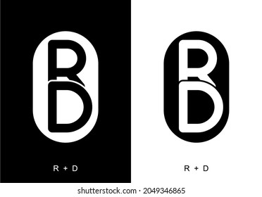 Color blanco y negro del diseño de la letra inicial de RD
