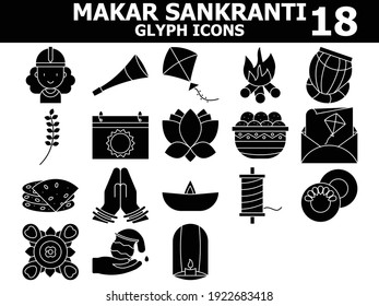 Schwarz-Weiß-Farbsatz von Makar Sankranti Symbol im flachen Stil.