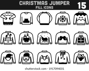 Black and White Color Set of Sweater Icon In Flat Style.
