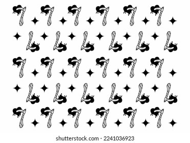 Black and white color of sickle tattoo pattern design