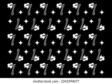 Black and white color of sickle tattoo pattern design