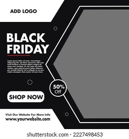 Black and white color social media post banner template. Fashion sales social media post, web ads banner, Promotional ads design.