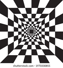 
black and white color square geometric perspective pattern
