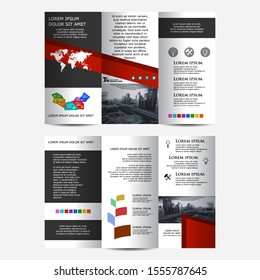 Black and white color, trend and creative concept tri-fold design. Tri fold brochure design with place for photo.