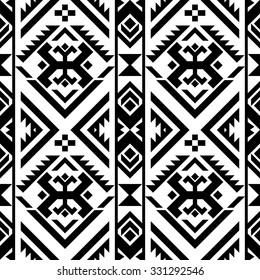 black and white color tribal Navajo seamless pattern. aztec grunge abstract geometric art print. ethnic hipster backdrop.  Wallpaper, cloth design, fabric, paper, wrapping, postcards. hand drawn.  