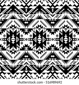 black and white color tribal navajo vector seamless pattern. aztec abstract geometric art print. ethnic hipster vector background. Wallpaper, cloth design, fabric, paper, cover, textile template.