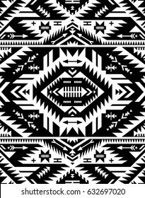 black and white color tribal navajo vector seamless pattern. aztec abstract geometric art print. ethnic hipster vector background. Wallpaper, cloth design, fabric, tissue, cover, textile template.