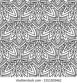 black and white color tribal vector seamless pattern. aztec abstract geometric art print. ethnic hipster vector background. Wallpaper, cloth design, fabric, paper, cover, textile template. Hand drawn.