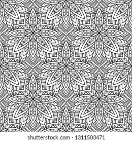 black and white color tribal vector seamless pattern. aztec abstract geometric art print. ethnic hipster vector background. Wallpaper, cloth design, fabric, paper, cover, textile template. Hand drawn.