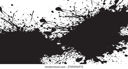 Fondo abstracto de salpicadura de sangre de tinta de Vector de color blanco y negro